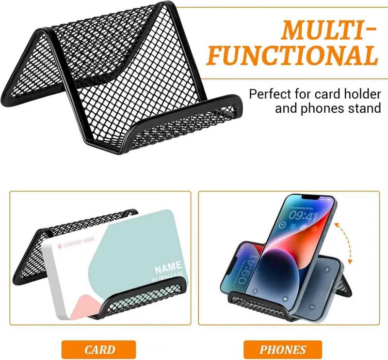 EMOMAS Business Card Holder for Desk, Office Desktop Business Card Display Holder, Mesh Business Card Holder, Desk Accessories for Women and Men,Black ( 6 Pack ) - Image 4